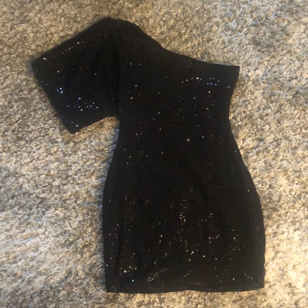 Black sequins off the shoulder dress